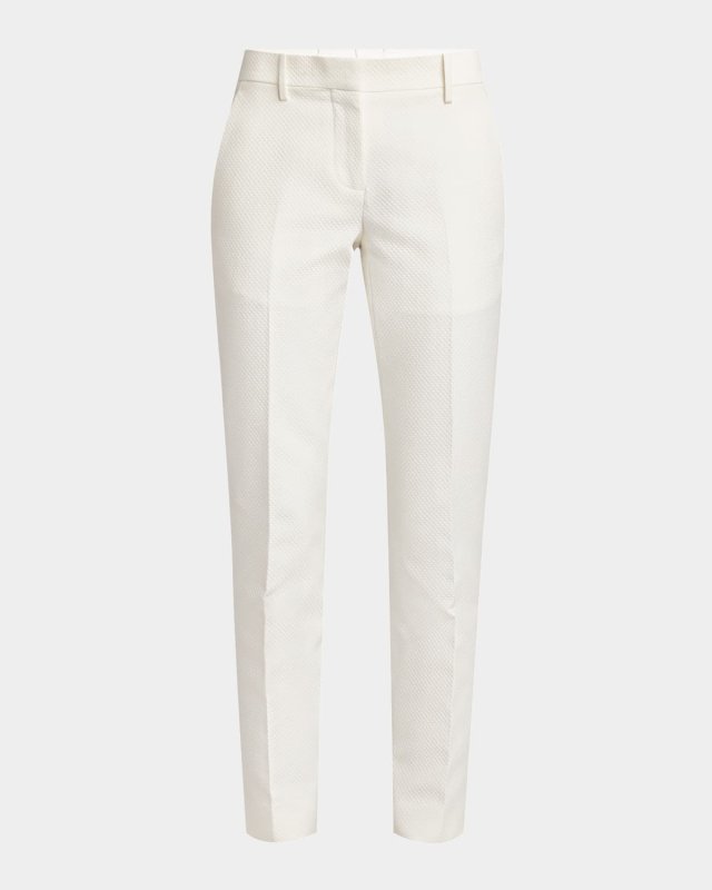 Waffle Slim-Leg Cigarette Trousers